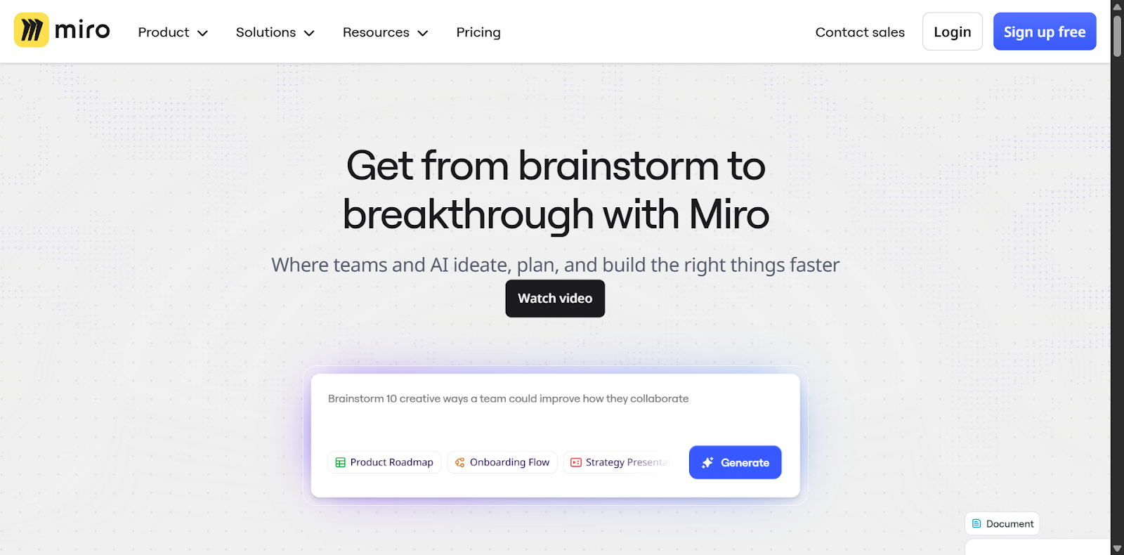 Miro Landing Page