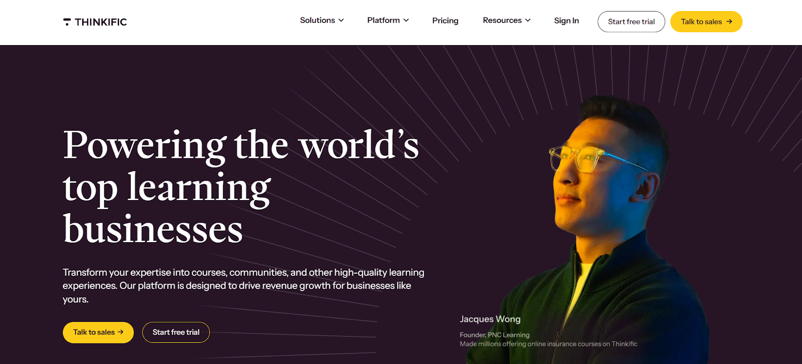 Thinkific powering the world's top learning bussinesses