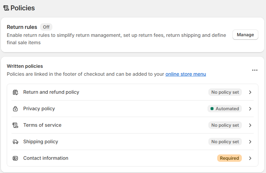 Configure Your Store Policies