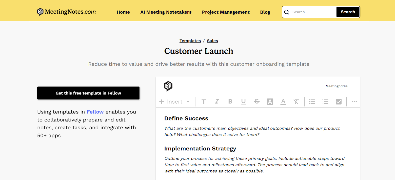 New Customer Kickoff Call Agenda (MeetingNotes)