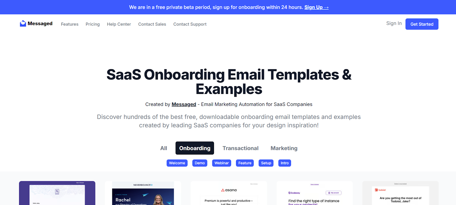 SaaS Onboarding Email Templates for Apps (Messaged)