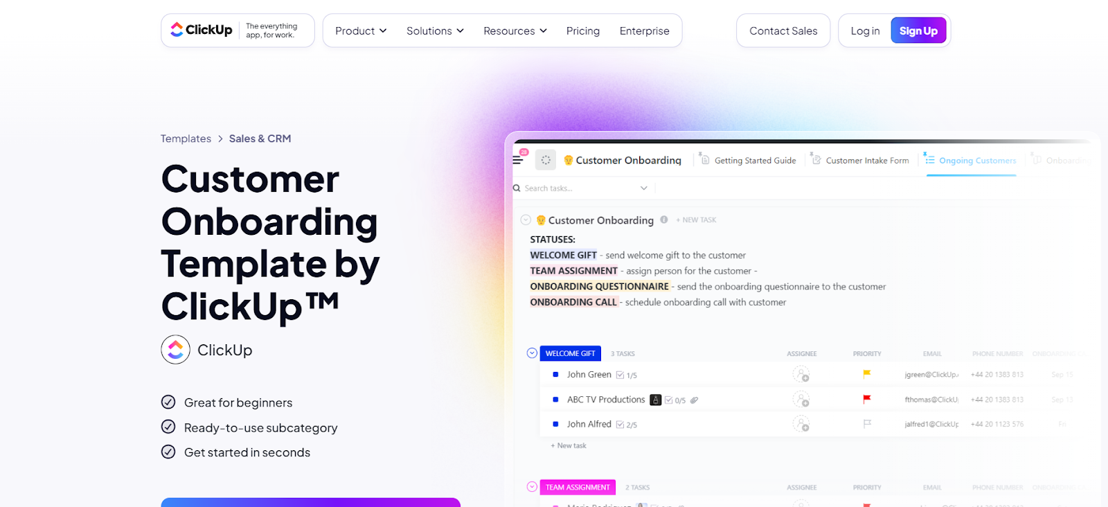 Customer Onboarding Template for Process Automation (ClickUp)