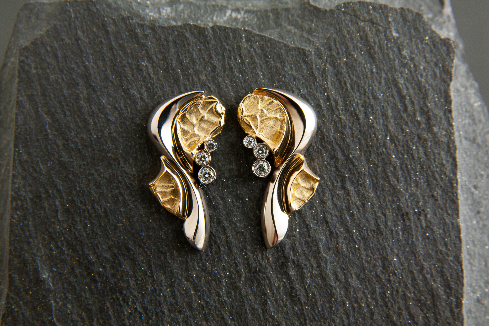 Ohrstecker in Gelb.-Weissgold 750 mit Diamanten im Brillantschliff