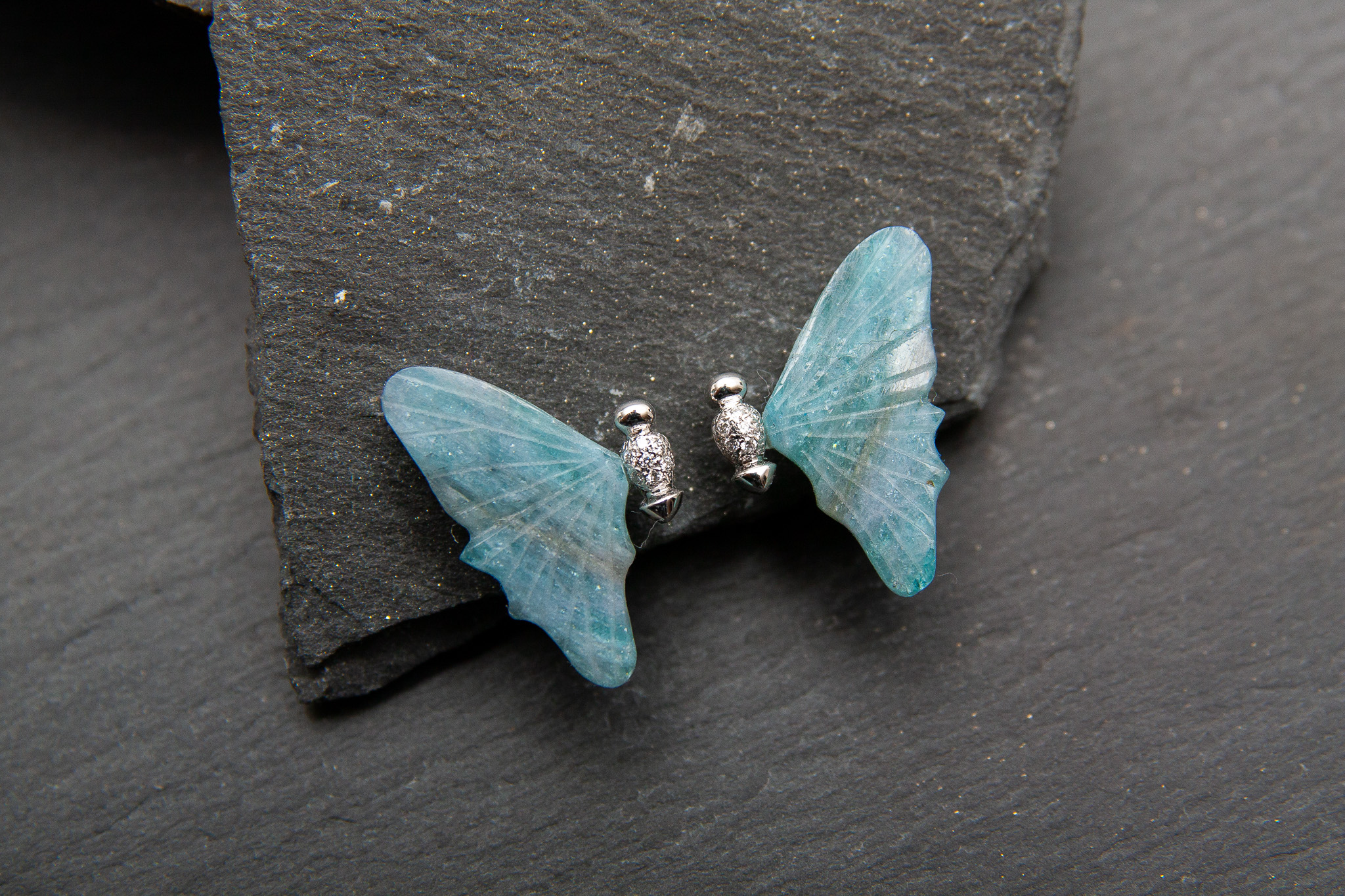 Ohrstecker in Weissgold 750 mit Turmalin und Diamanten im Brillantschliff