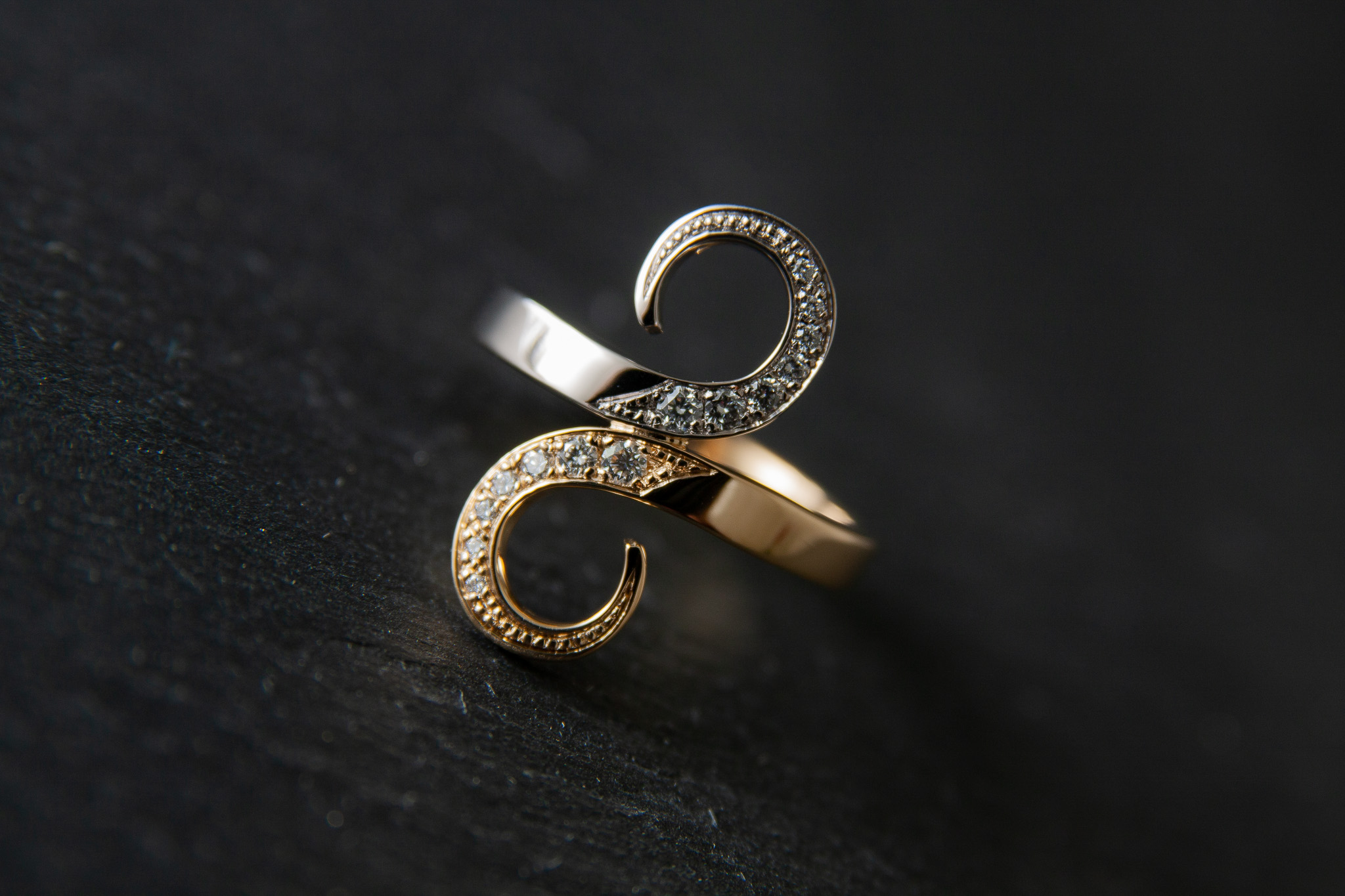 Damenring in Gelb.-Weissgold 750 mit Diamanten im Brillantschlliff