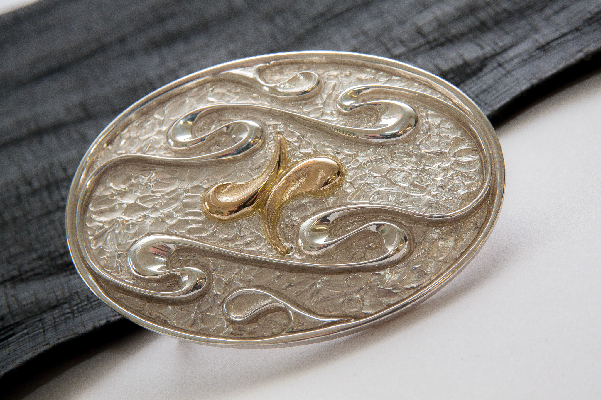 Gurtschnalle in Silber 925 mit Gelbgold 750