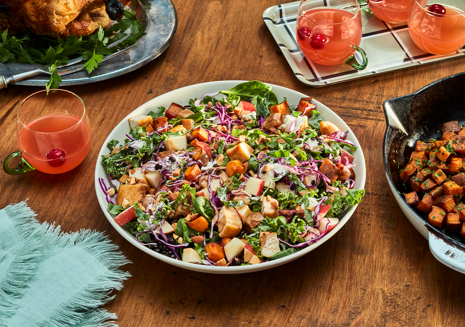 table setting with a salad bowl