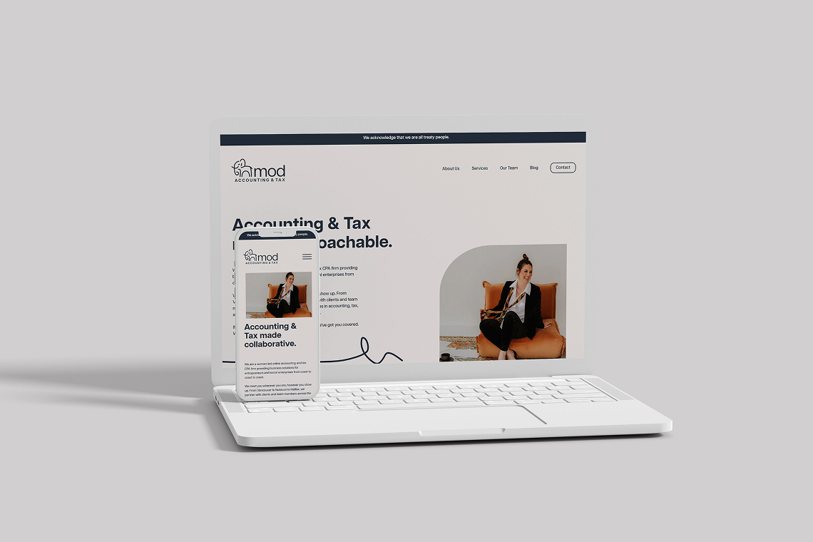 Mod Website mockup on a screen