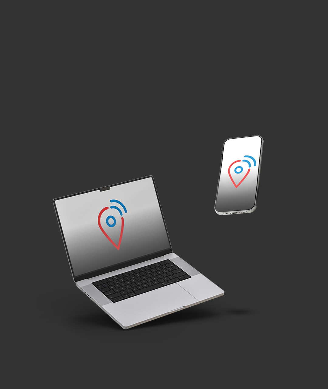 A laptop and smartphone floating on a gray background with the Talipoint logo on both screens.