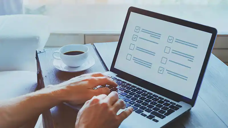 Person taking a survey on a computer