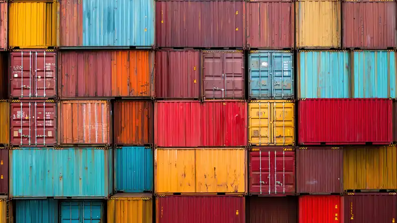 Stacked shipping containers