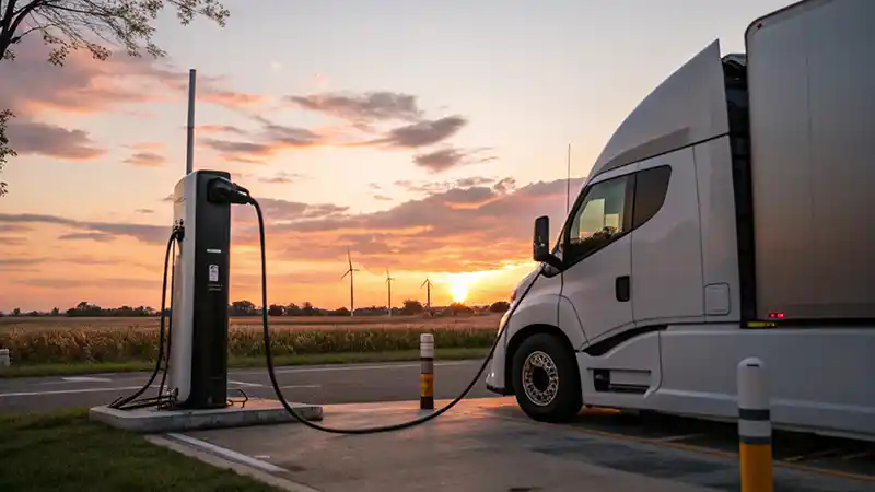 Hybrid semi truck charging