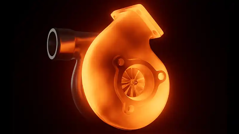 Semi truck glowing hot turbo charger