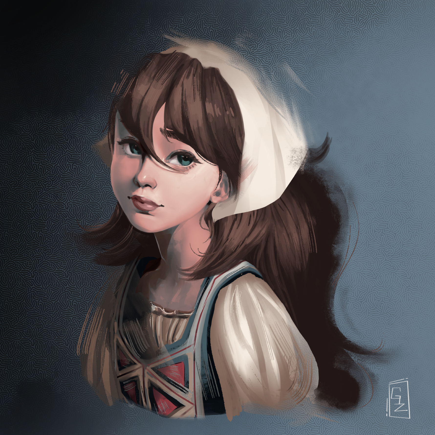 A painting of a girl