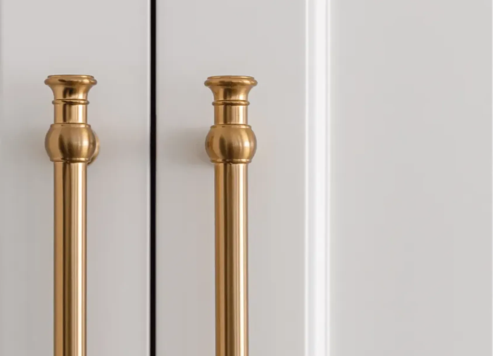 Close-up of a metallic cabinet handle.