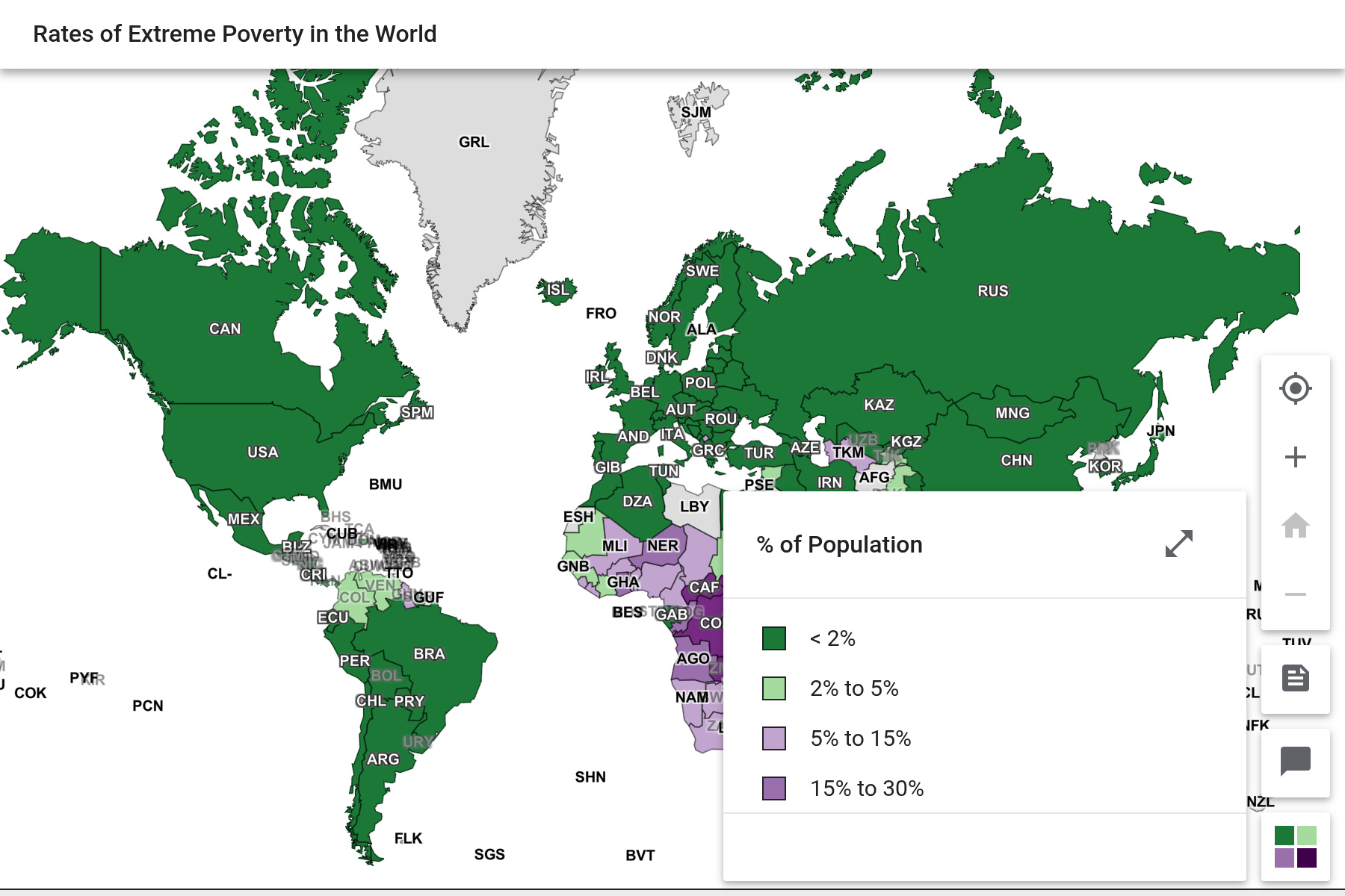 Rates of Extreme Poverty in the World
