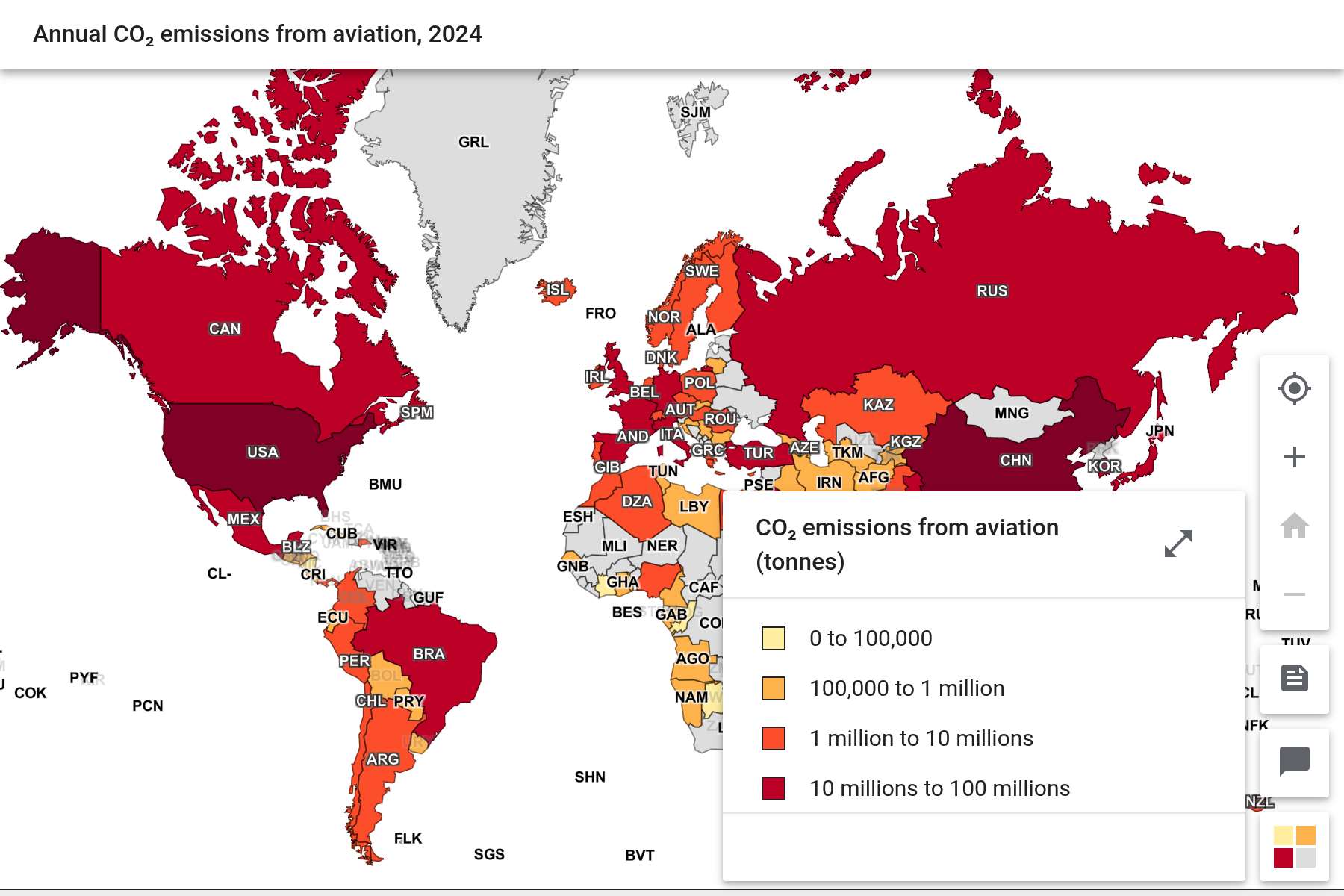 Annual CO₂ emissions from aviation, 2024