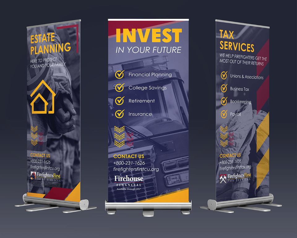 Firefighter First Credit Union Los Angeles California Banners Designed by Shoot The River.