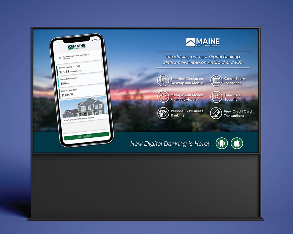 Maine State Credit Union, Augusta Maine New Digital Banking App TV Ad Designed by Shoot The River.