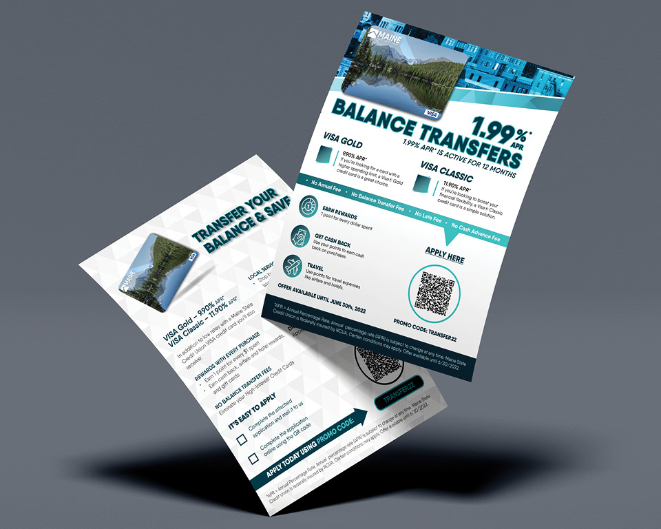 Maine State Credit Union Augusta Maine Credit Card Mailer Designed by Shoot The River.