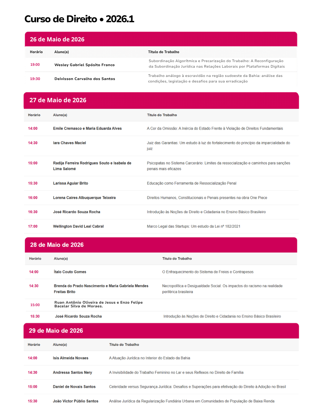 Programação Direito