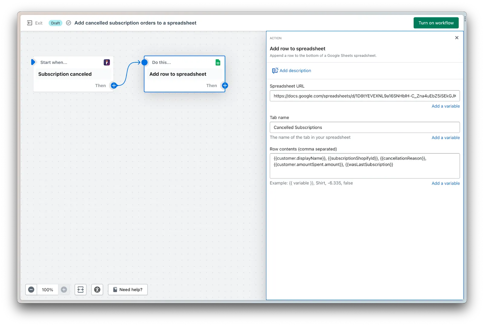 Smartrr Shopify Flow Templates Spreadsheets