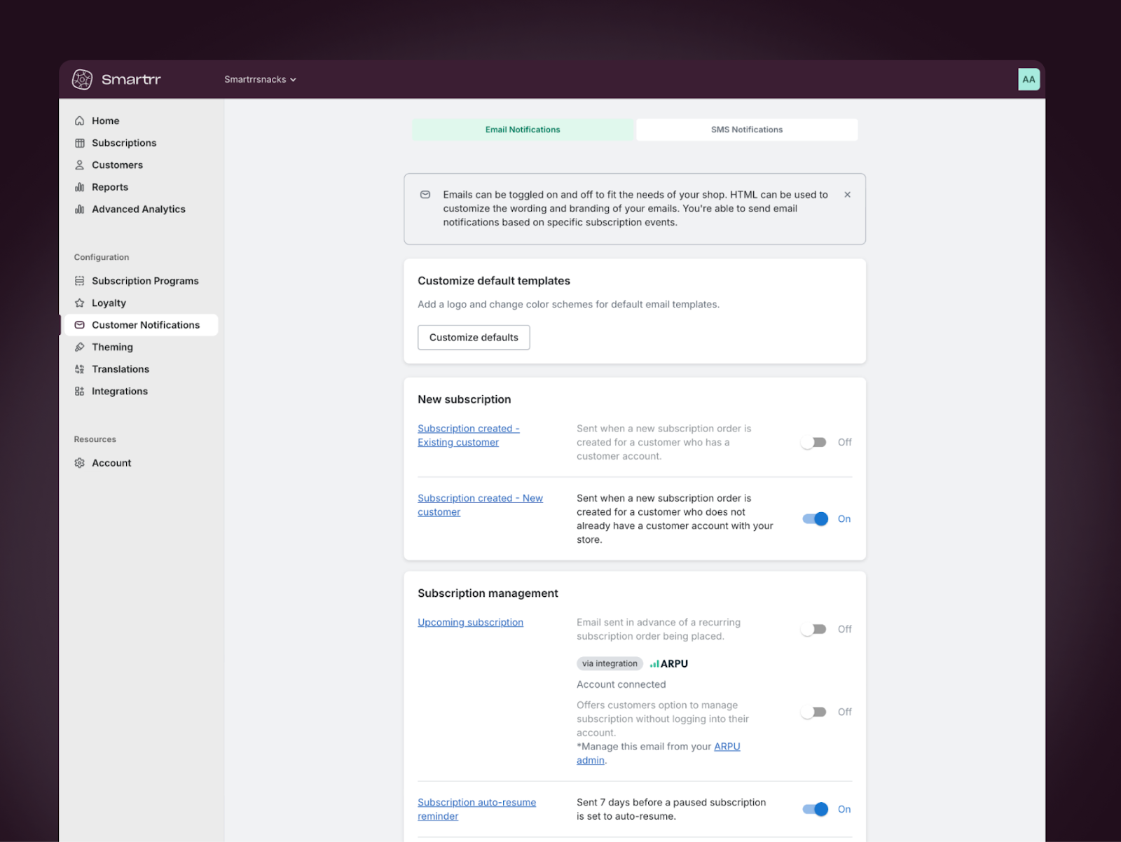 Smartrr lifecycle SMS triggers overview