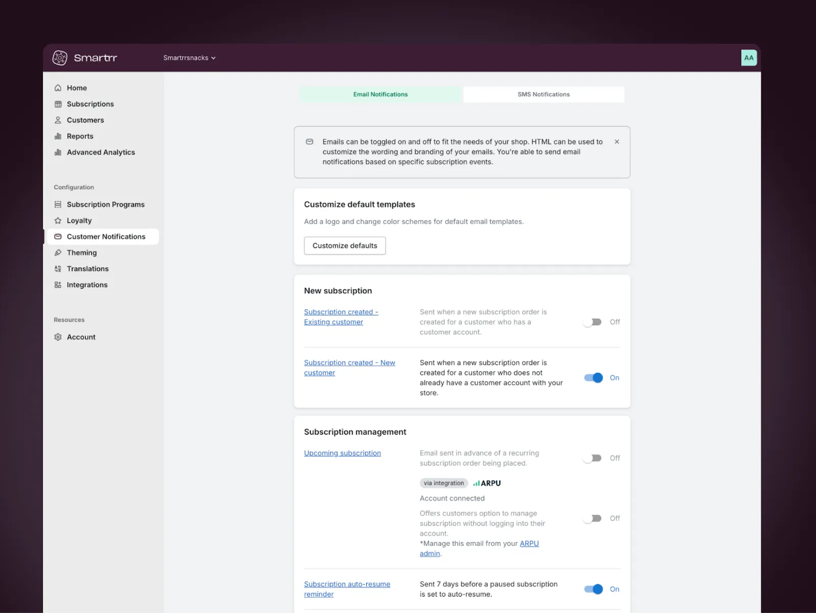 Smartrr lifecycle SMS triggers overview