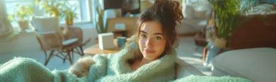 Background Image of woman on couch