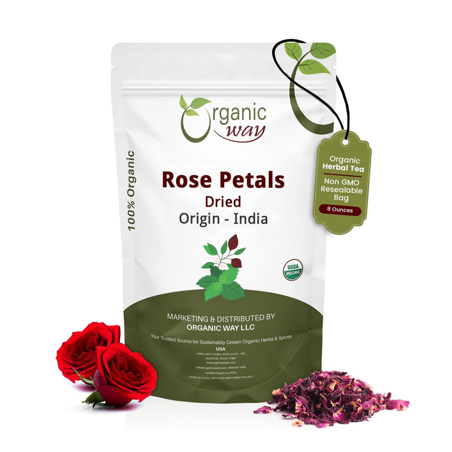 Cool inflammation and open your heart with Organic Way Dried Rose Petals. Develop radiant skin and unshakeable emotional equilibrium.