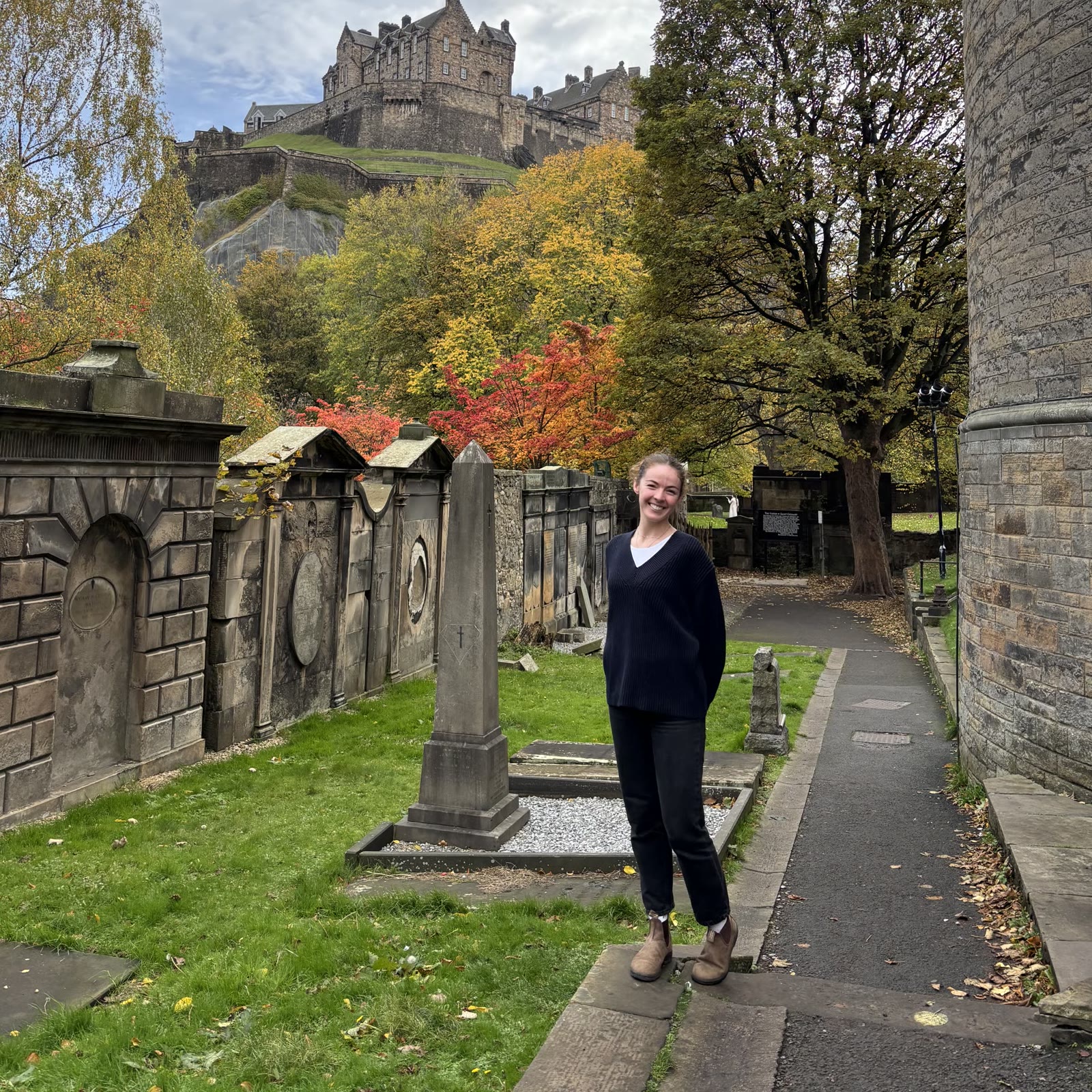 Grace standing in Edinburgh