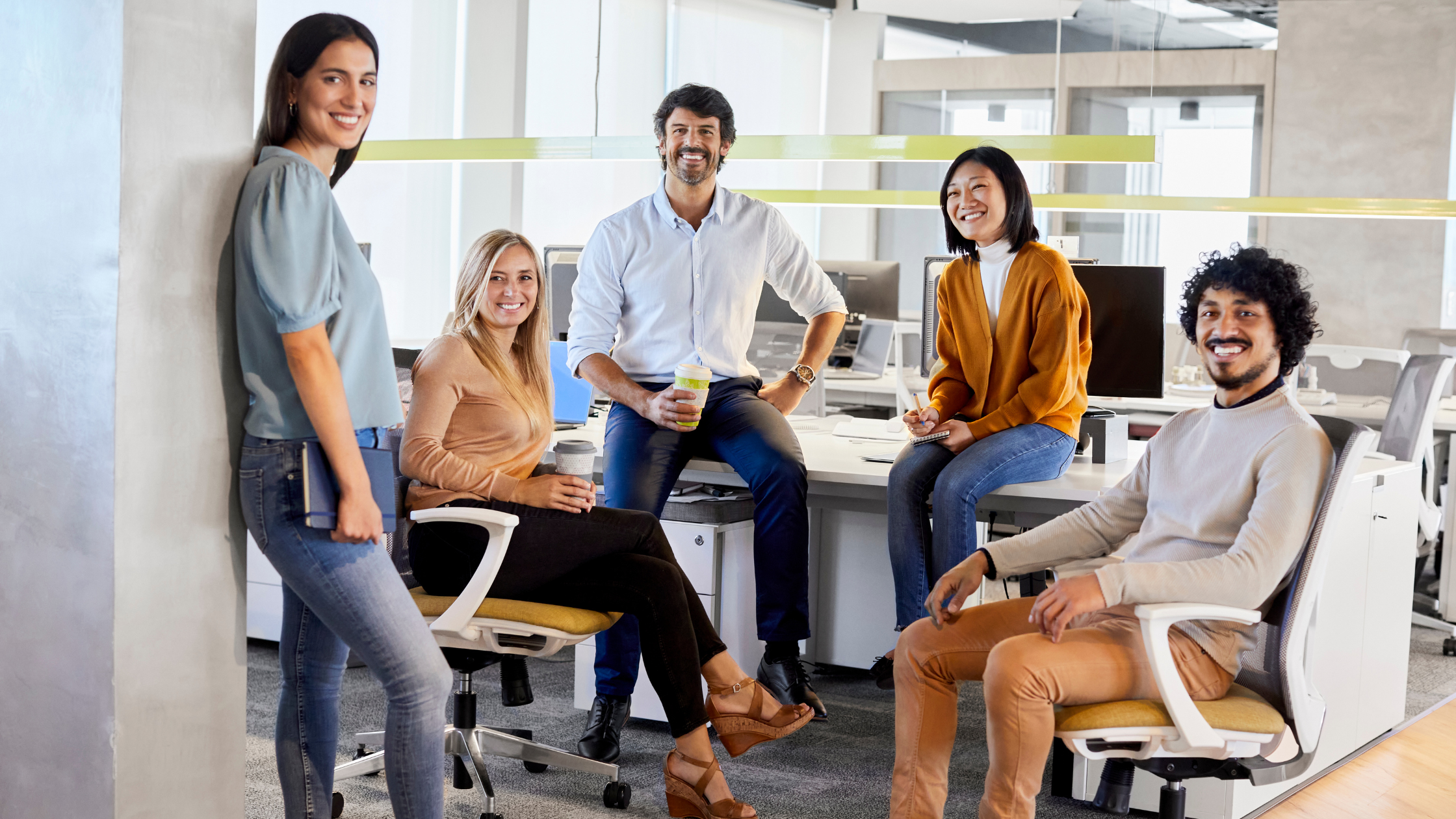 Diverse coworkers in an office