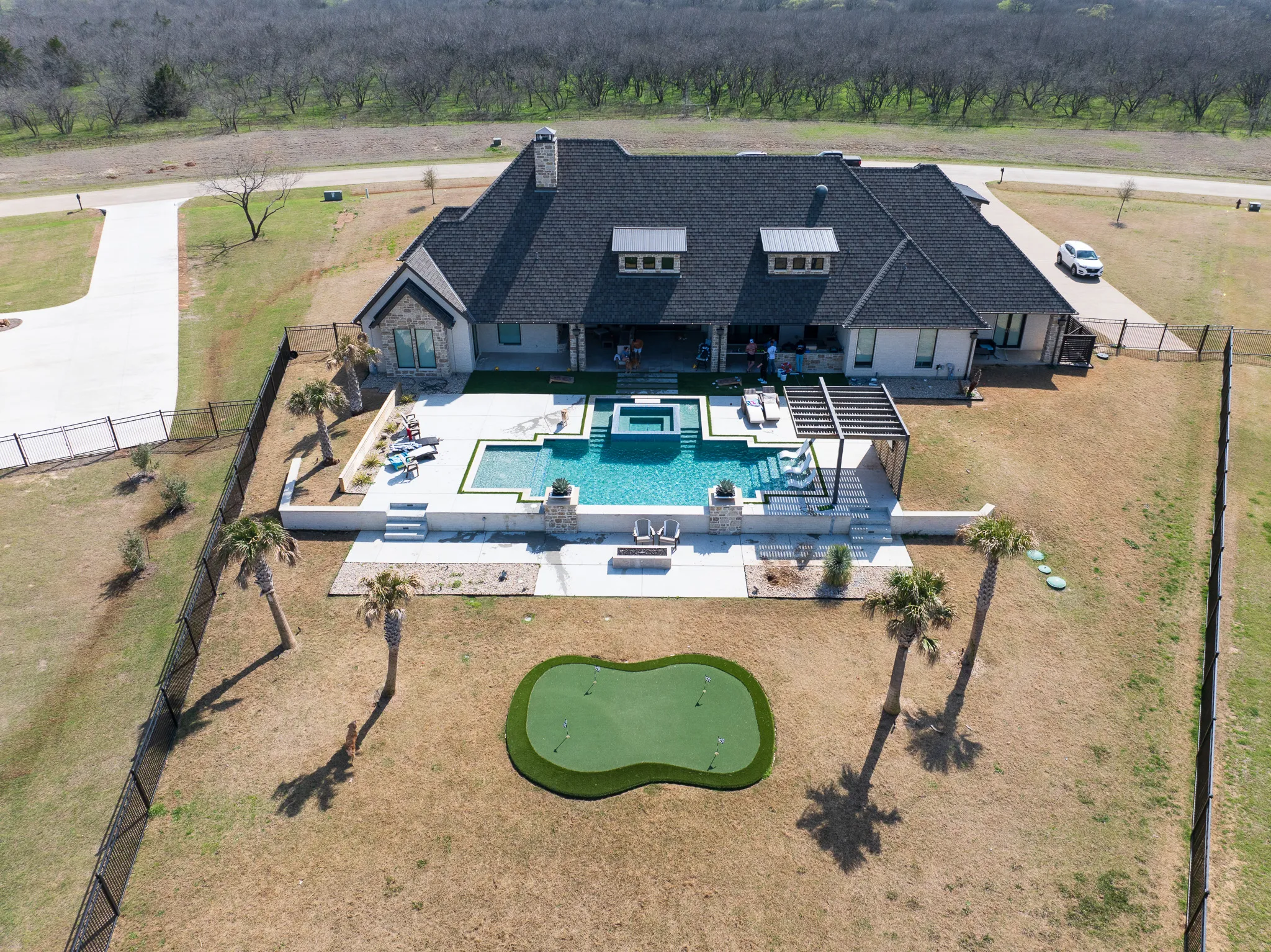 A sweet drone shot of a home in Grapevine Texas where the pool was dirty and we cleaned it.