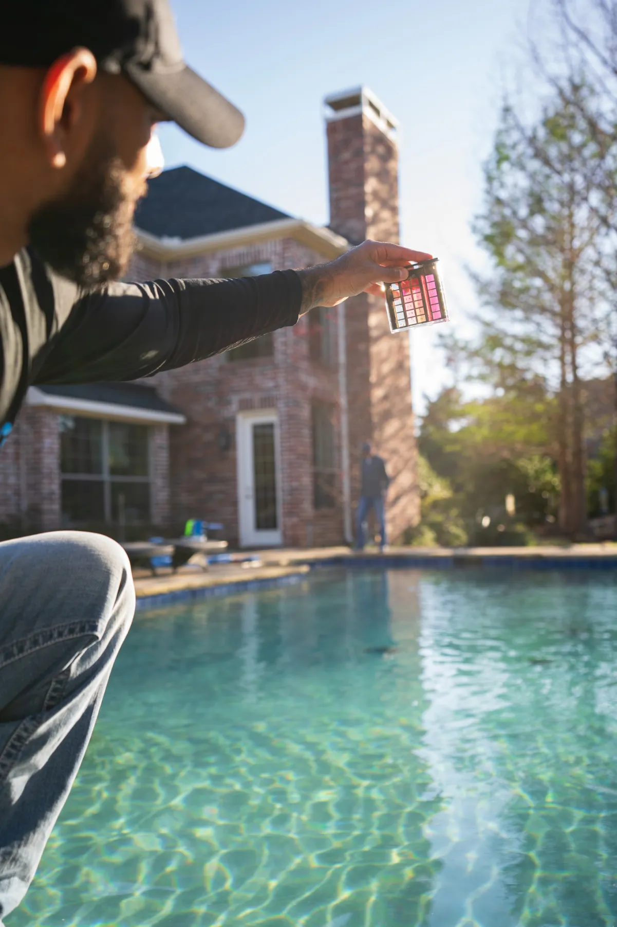 We are servicing a weekly pool client and checking chemicals in the pool