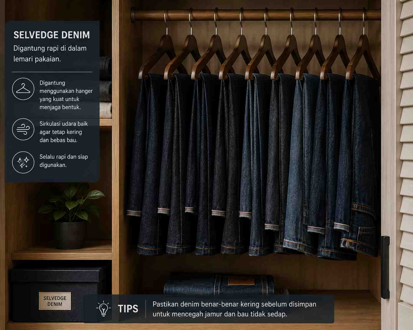 Cara menyimpan selvedge denim agar tetap awet.