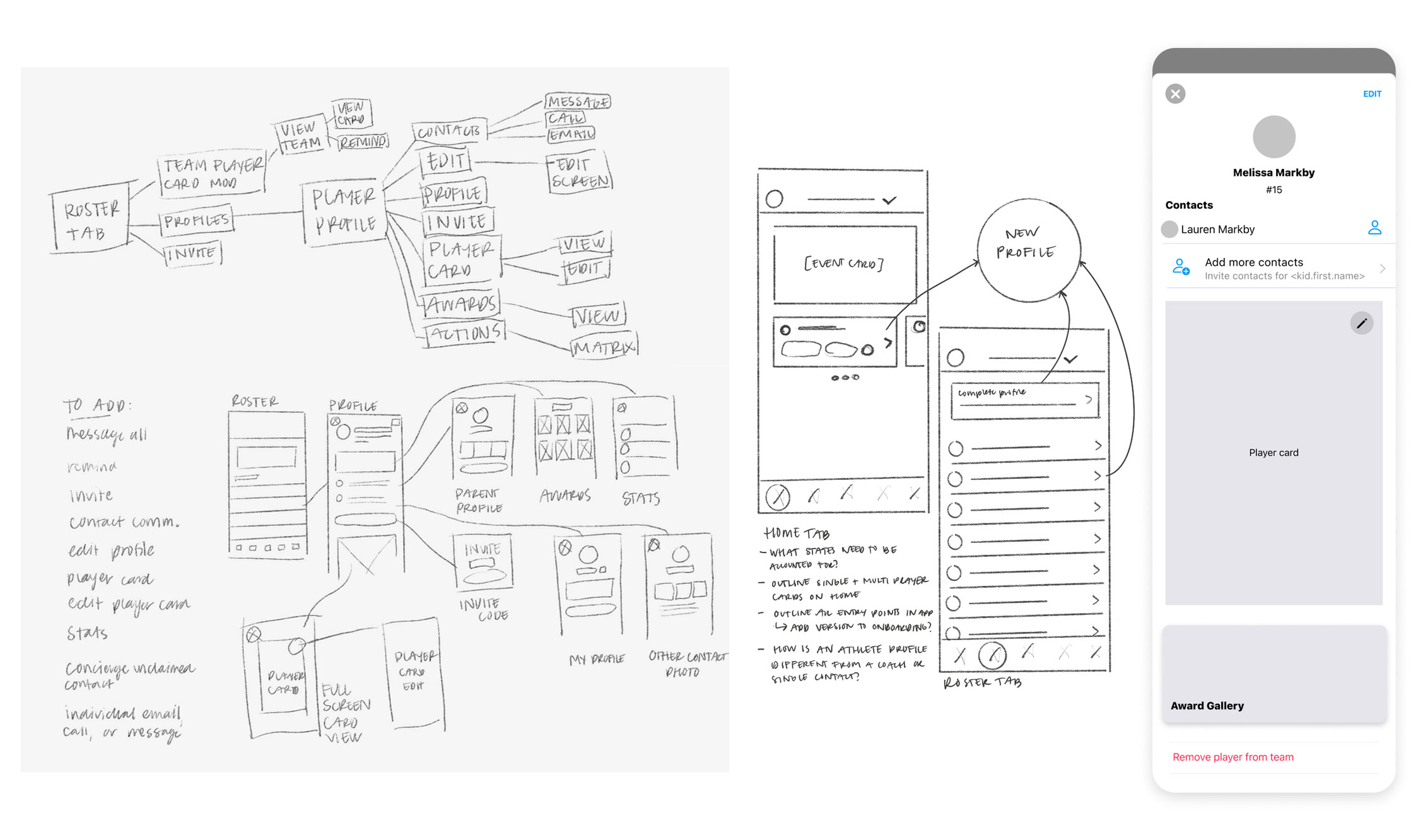 Profile foundational wireframes