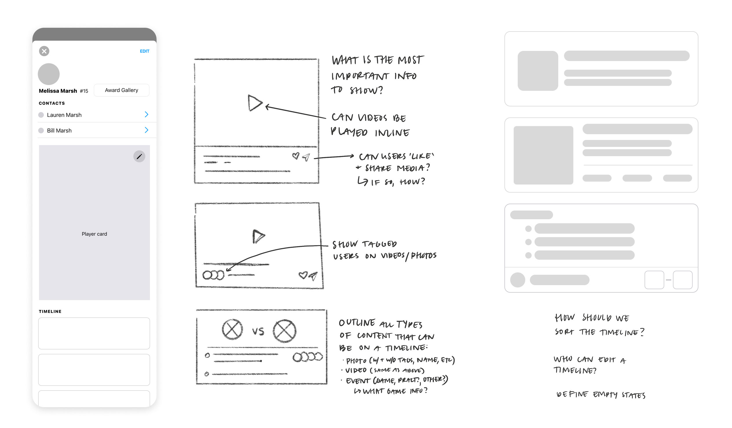 Tagging, timeline, and sharing wireframe exploration