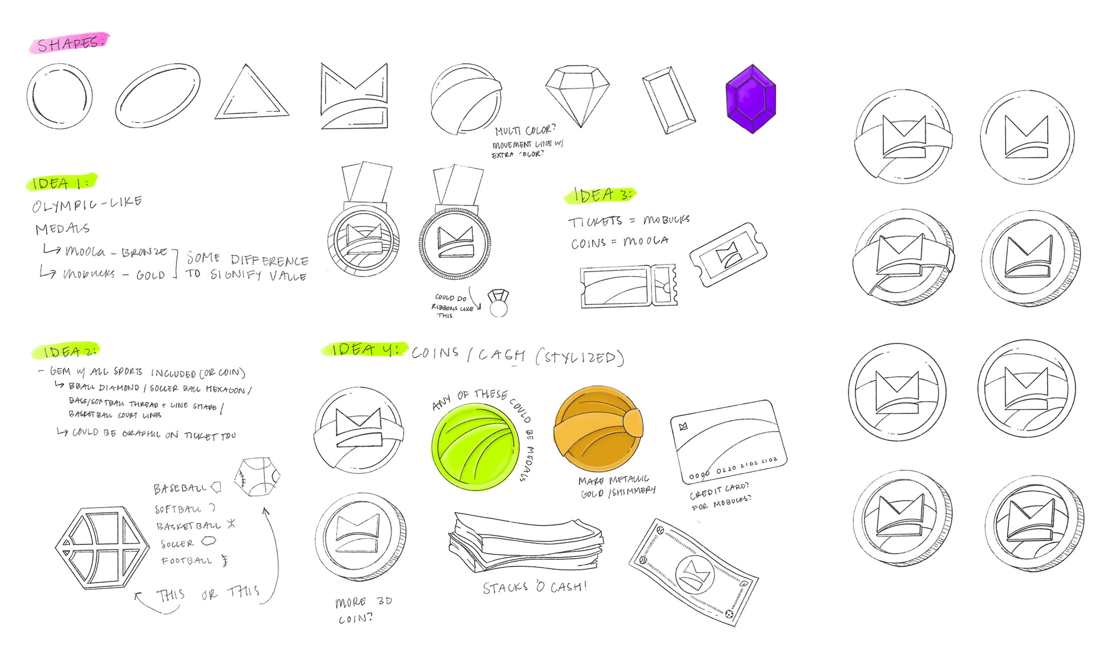 In-app currency Moola illustration exploration