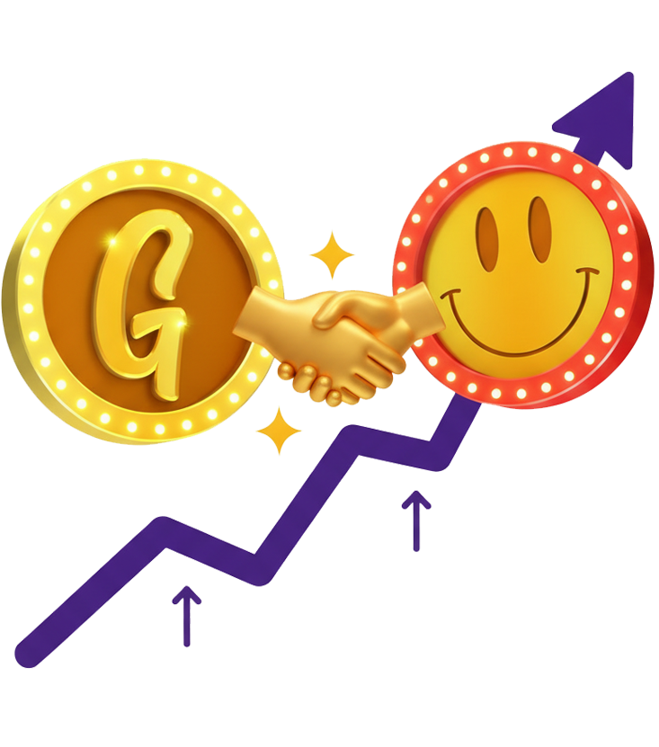affiliate growing chart with smiles coins