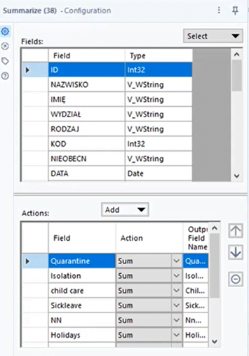 funkcja sumy w alteryx