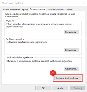 Edytuj zmienne środowiskowe systemu w panelu sterowania
