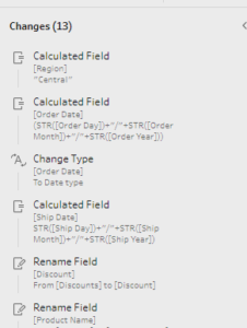 Zmiany i powrót do poprzedniego kroku w Tableau Prep