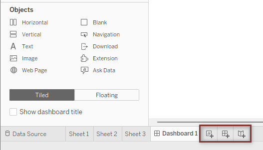 obiekty dashboard tableau