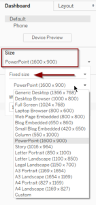 Ustawienie rozdzielczości szablonu dashboardu w Tableau