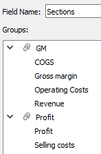 Budowa sekcji między Revenue-Gross margin-Profit