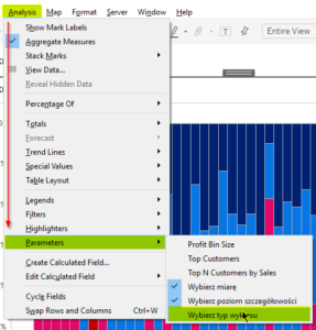 Nowy parametr Wybierz wykres w Tableau