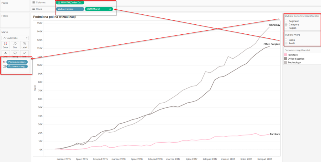 parametry w tableau