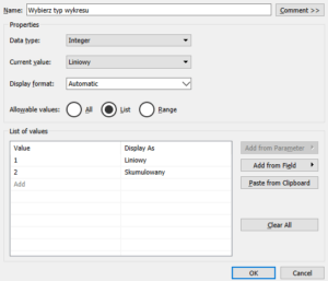 parametry w tableau