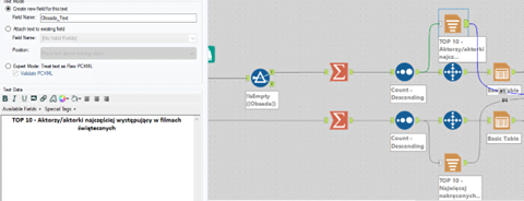 funkcja report text w alteryx