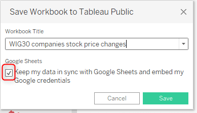 Publikacja dashboardu na Tableau Public